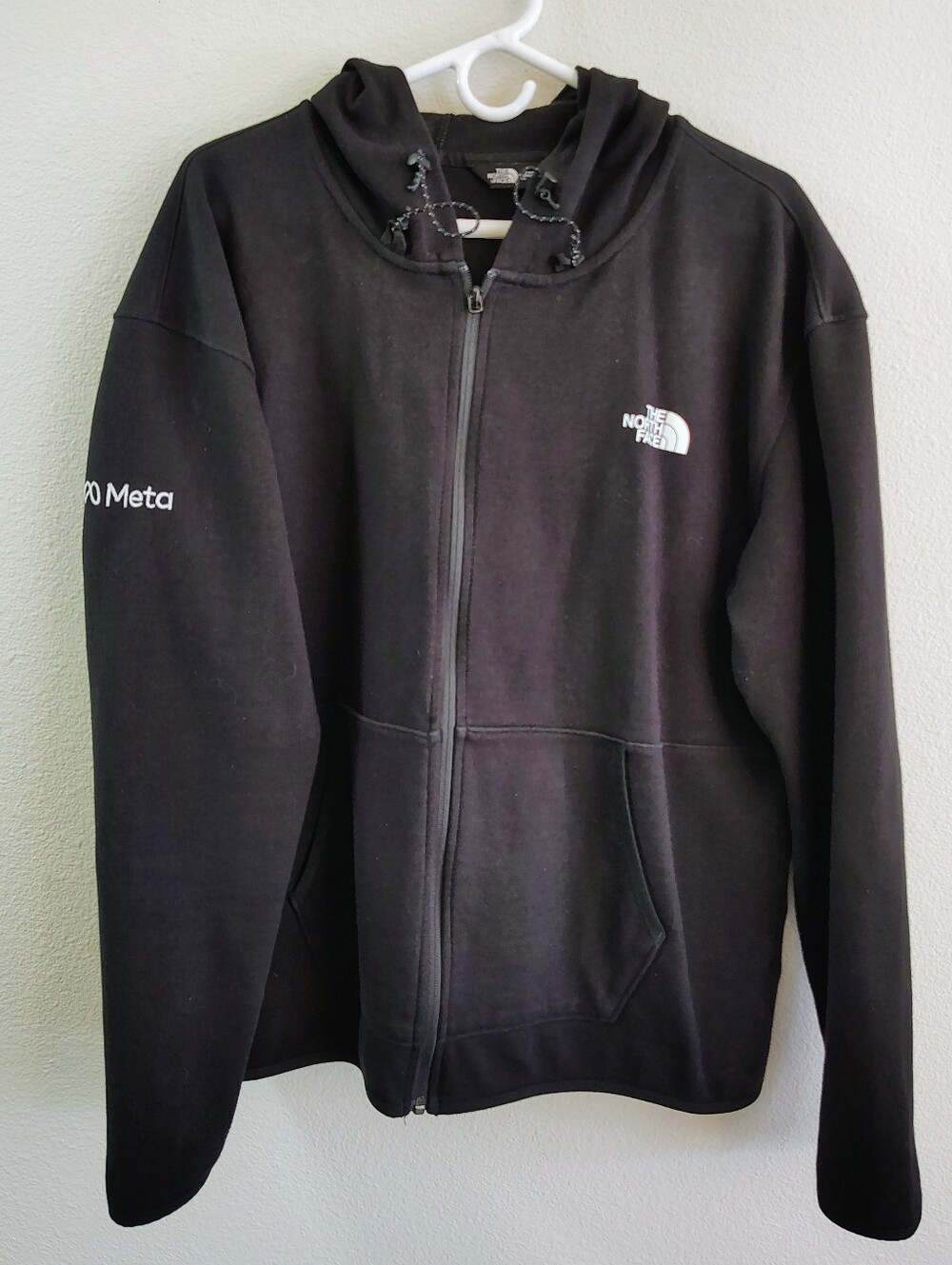 The North Face Zip-Up Hoodie ~ Men's Size Large, "Meta" Embroidered on Sleeve